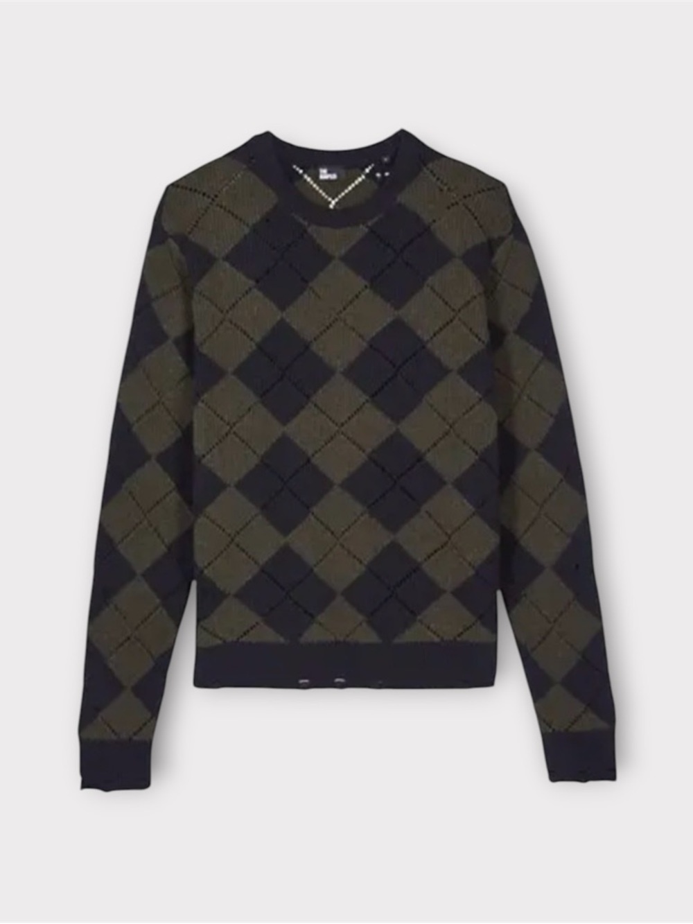 THE KOOPLES French Luxury Patterned Wool Distressed Jumper (Sweater)